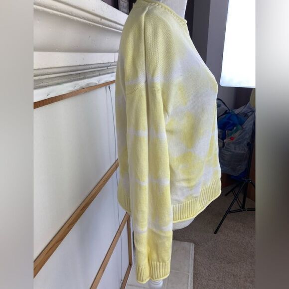 Elizabeth and James cotton sweater chunky boxy yellow& white print - Picture 6 of 10